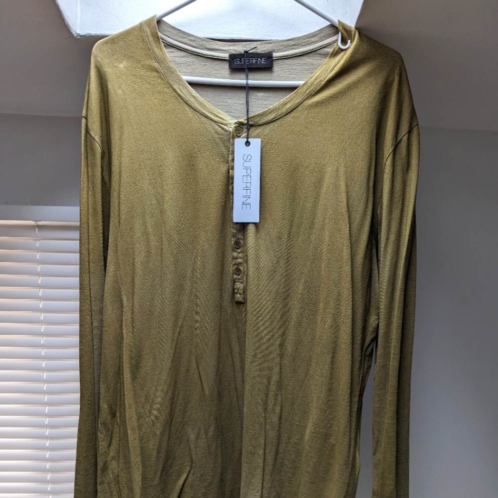 NWT Superfine Long-Sleeve Henley Tee